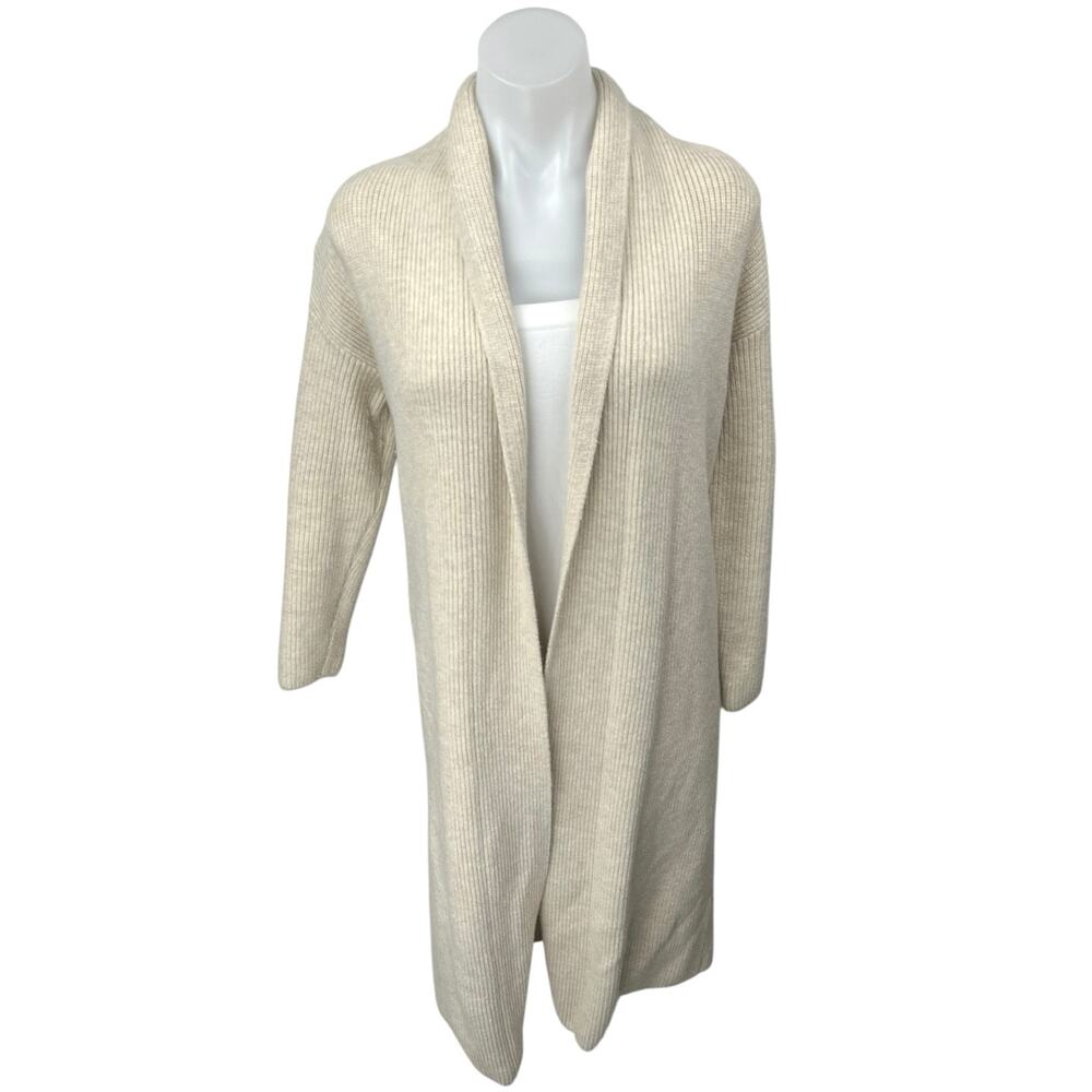 Banana Republic Cream Wool Rib Knit Open Front Long Sleeve Cardigan Sweater XS
